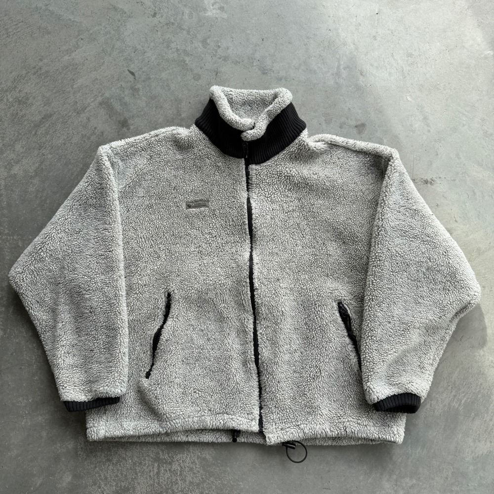 Vintage 90s Columbia Fleece Jacket Mens XL Grey Sherpa Full Zip Made In USA